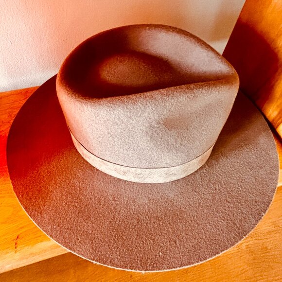 Gigi Pip Miller 100% Australian Wool Brown Fedora M/L Suede Band Women's Hat EUC - Picture 3 of 16
